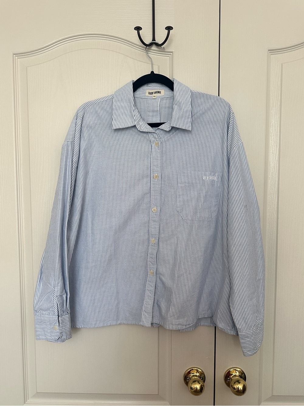 Djerf Avenue blue and white striped button up